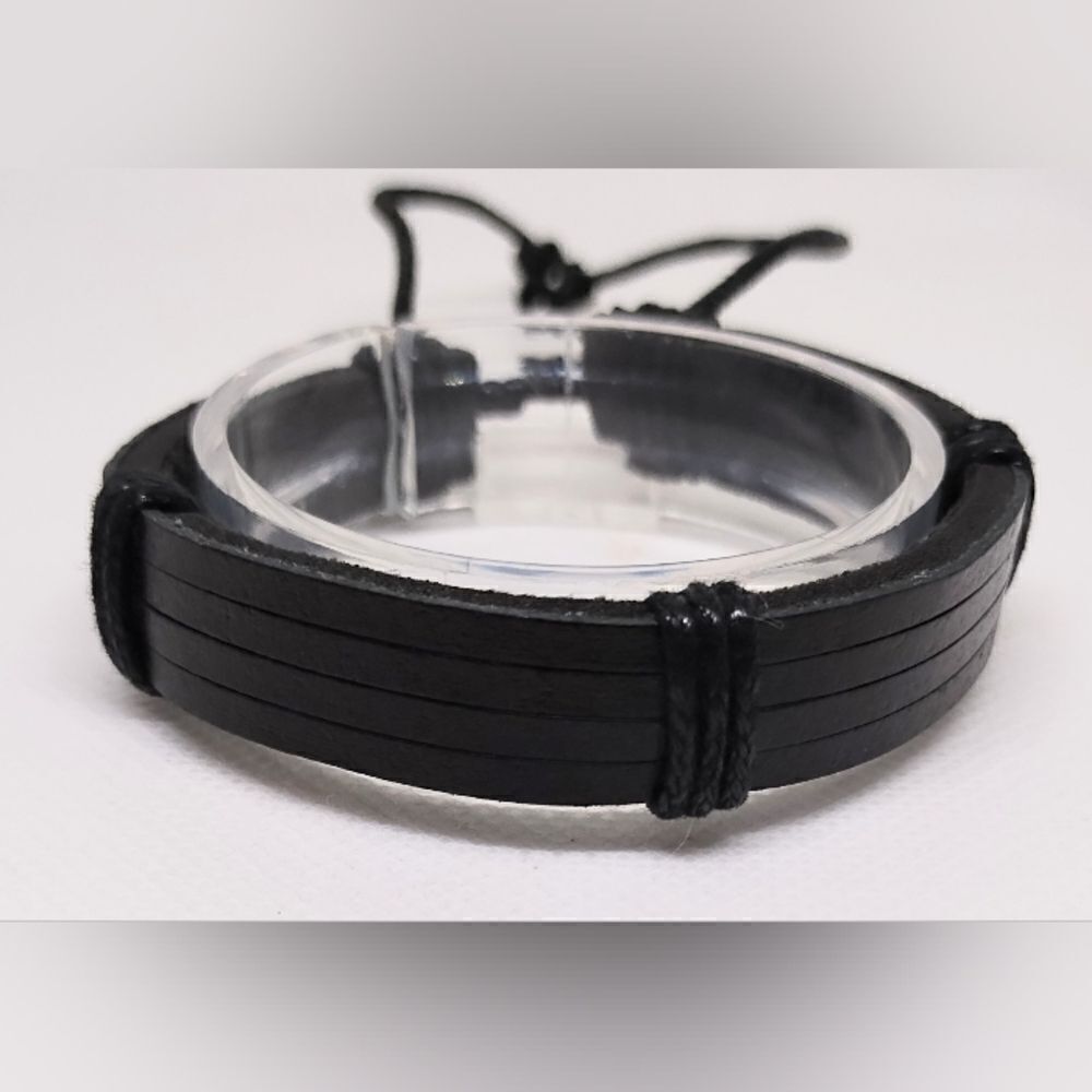 Men's bracelet leather black new e38‎
